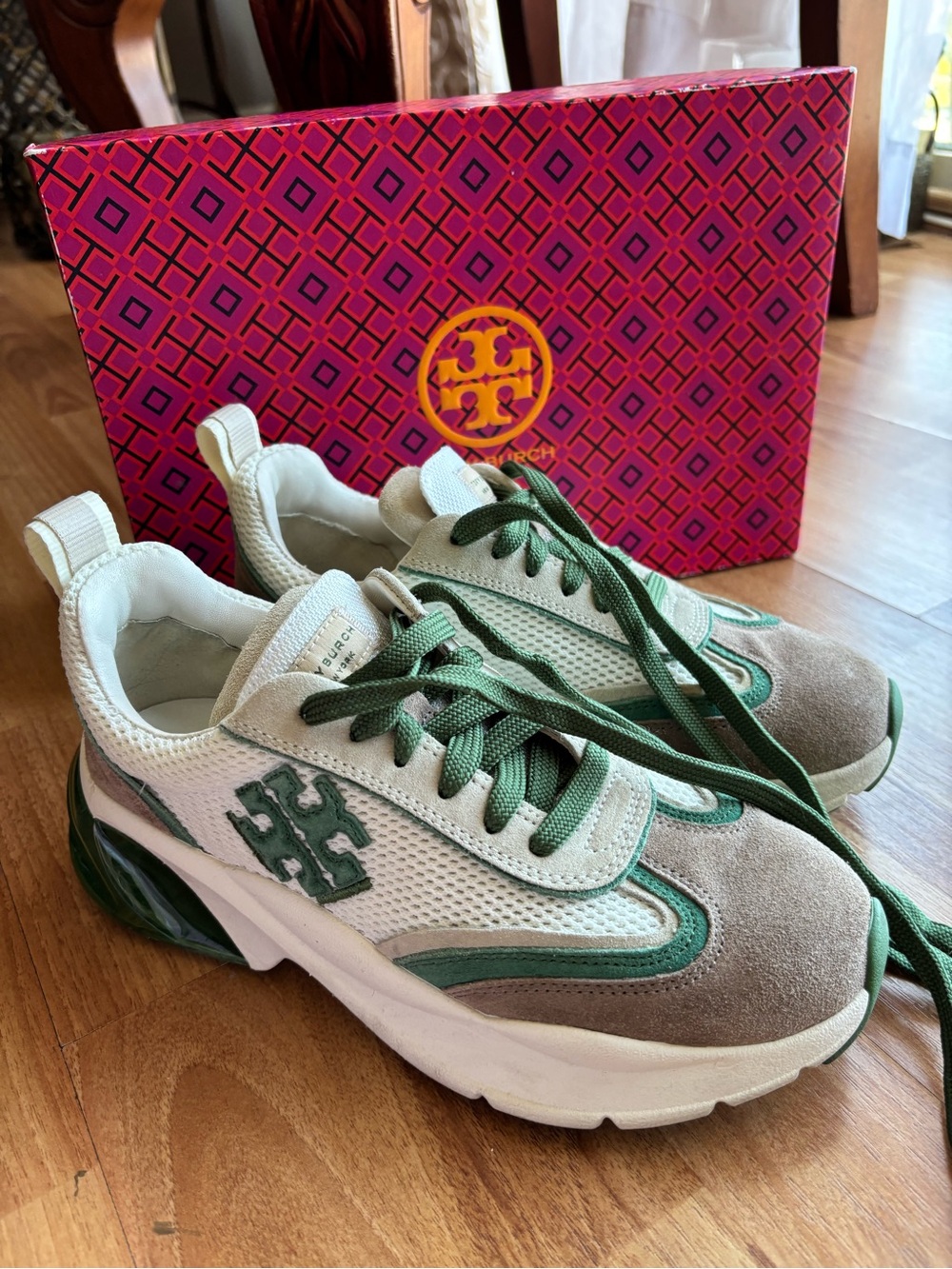 Tory Burch Green Good Luck Low-Top Sneakers
